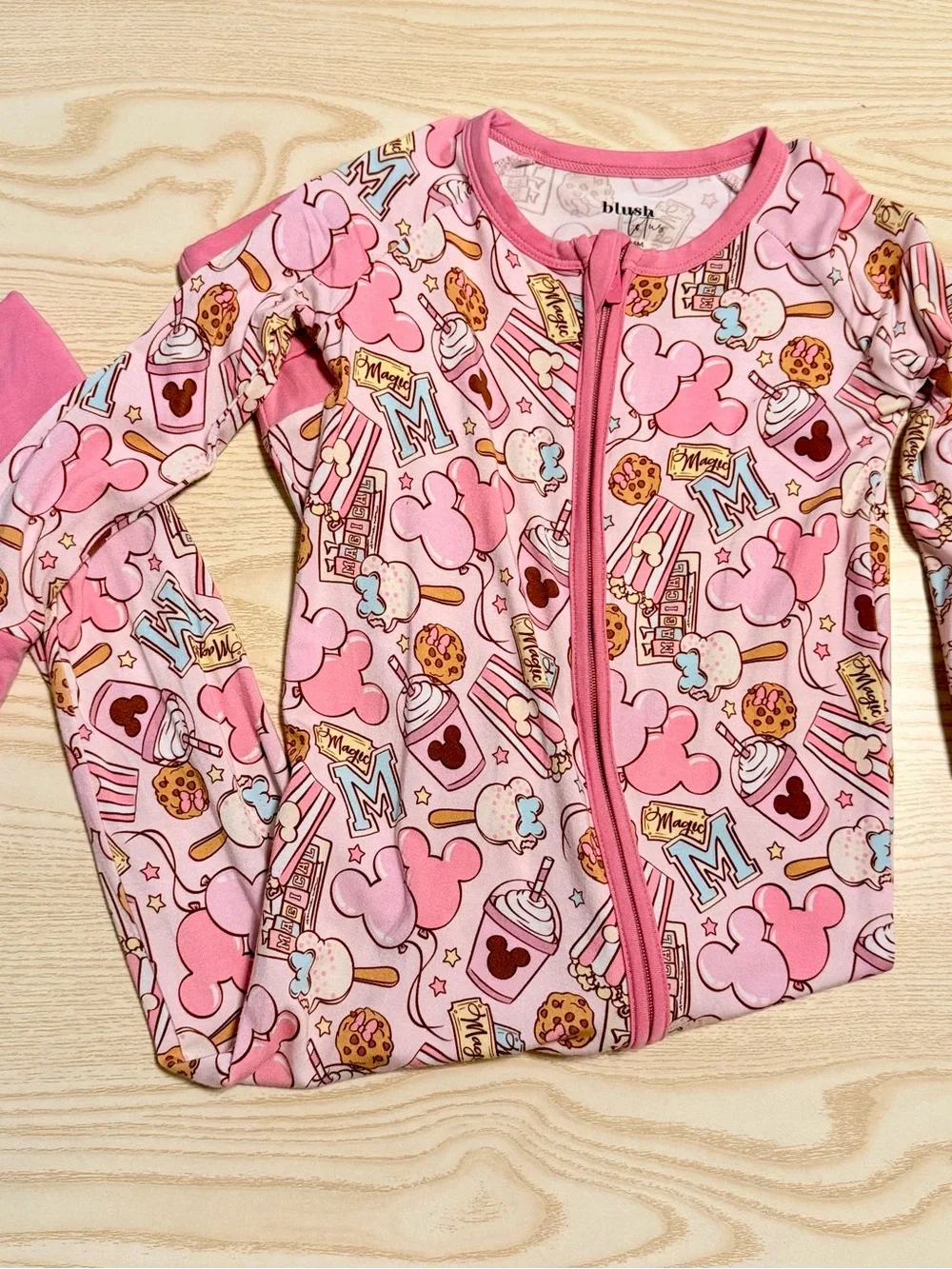 Blush Lotus Pink Disney Mickey Snacks Bamboo Zippy Size 18-24 months